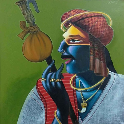 single-man-painting-acrylic-on-canvas-chinna-sreepathi-indigalleria-IG952