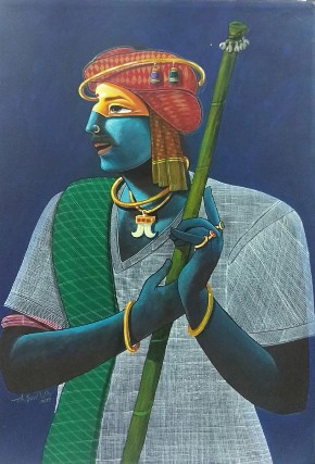 village-man-painting-acrylic-on-canvas-chinna-sreepathi-IG875