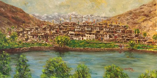 Nako-Lake-acrylic-on-canvas-Ghanshyam-kashyap-IG71-IndiGalleria