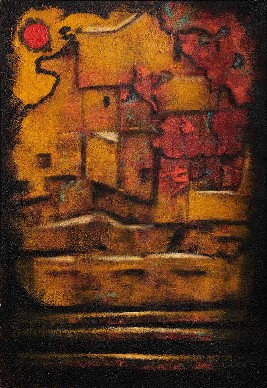 Dwelling-Abstract-painting-acrylic-on-canvas-vaishali-rajapurkar-IG248-IndiGalleria