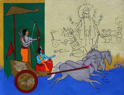 Krsihna-the-charioteer-acrylic-on-canvas-chetan-katigar-IG1107-IndiGalleria