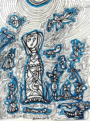 In-Childhood-2-Drawing-Pen-Ink-on-Paper-Debasis-Das-IG1309-IndiGalleria