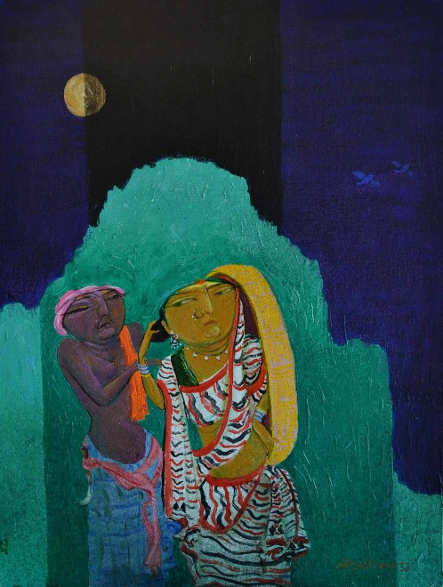 Family-Acrylic-on-Canvas-Board-Jyoti-Prasad-Mallik-IG1399-IndiGalleria