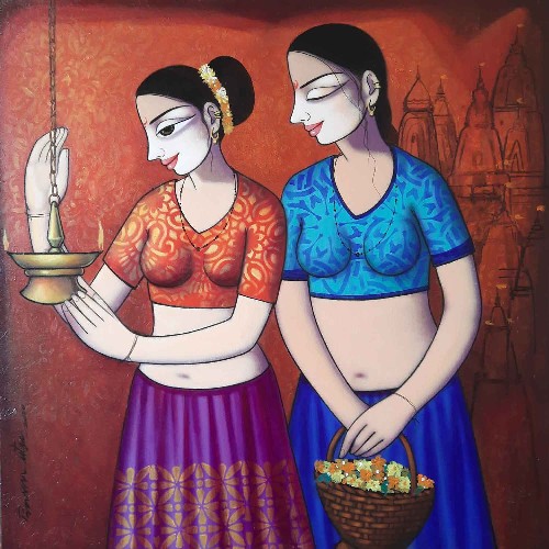 Figurative-Painting-Acrylic-on-Canvas-Pravin-Utge-IG812-IndiGalleria