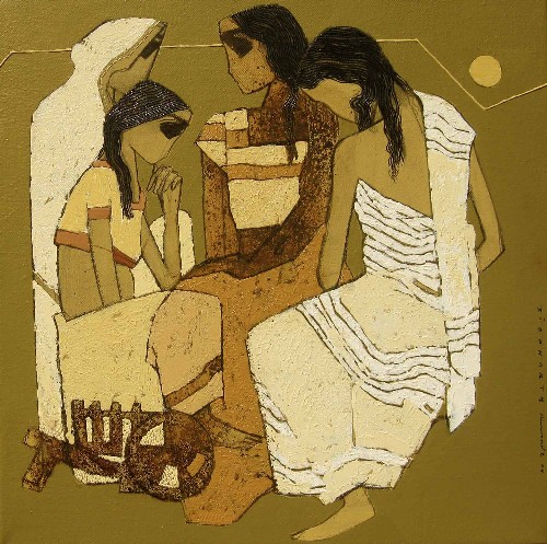 Gossiping-Acrylic-on-Canvas-Siddharth-Shingade-IG254-IndiGalleria