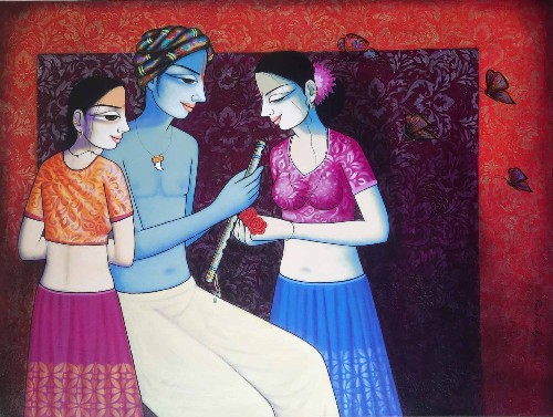 Figurative-Painting-Acrylic-on-Canvas-Pravin-Utge-IG301-IndiGalleria