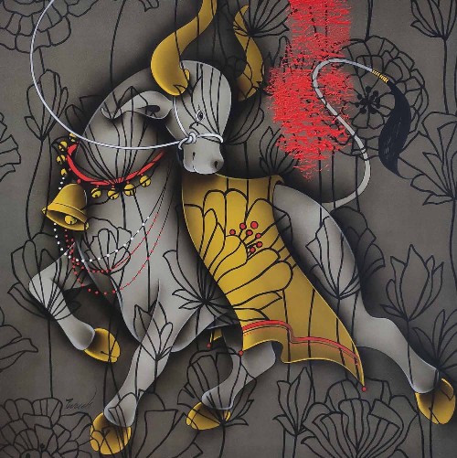 Nandi-Bull-Acrylic-on-Canvas-Paras-Parmar-IG863-IndiGalleria