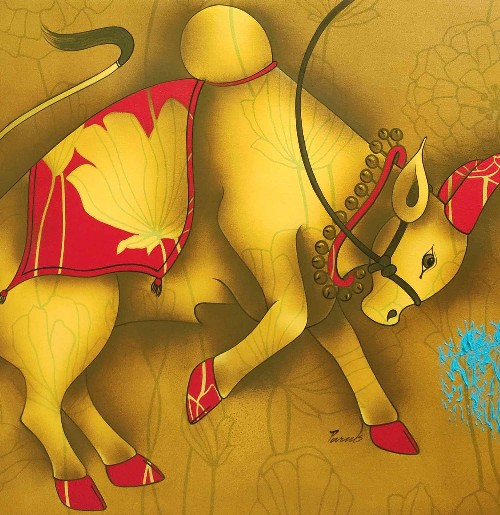 Nandi-Bull-Acrylic-on-Canvas-Paras-Parmar-IG865-IndiGalleria