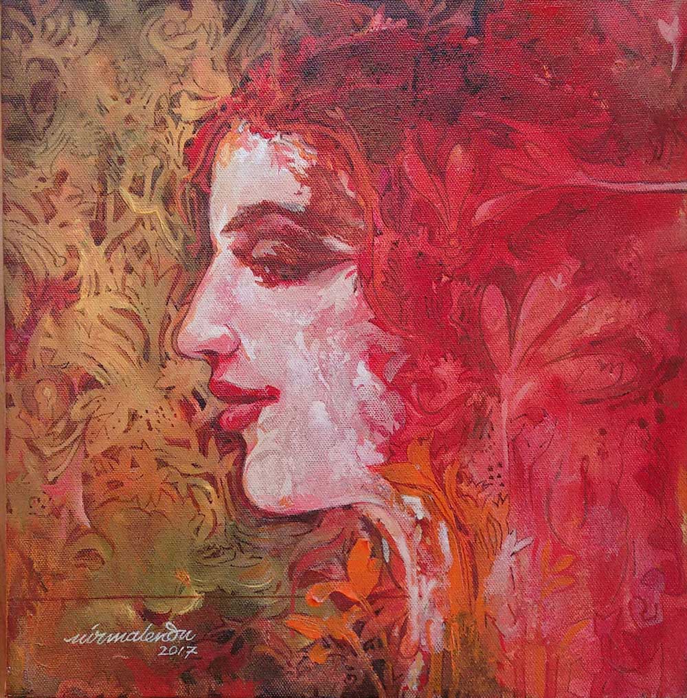 Figurative Painting with Acrylic on Canvas "Spring" art by Nirmalendu Mandal