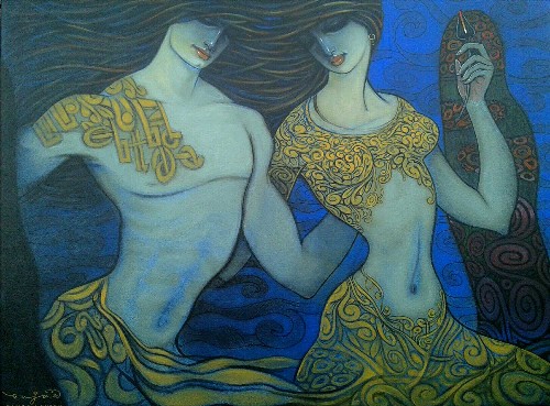 Couple-Acrylic-on-Canvas-Ramesh-Gujar-IndiGalleria-IG698