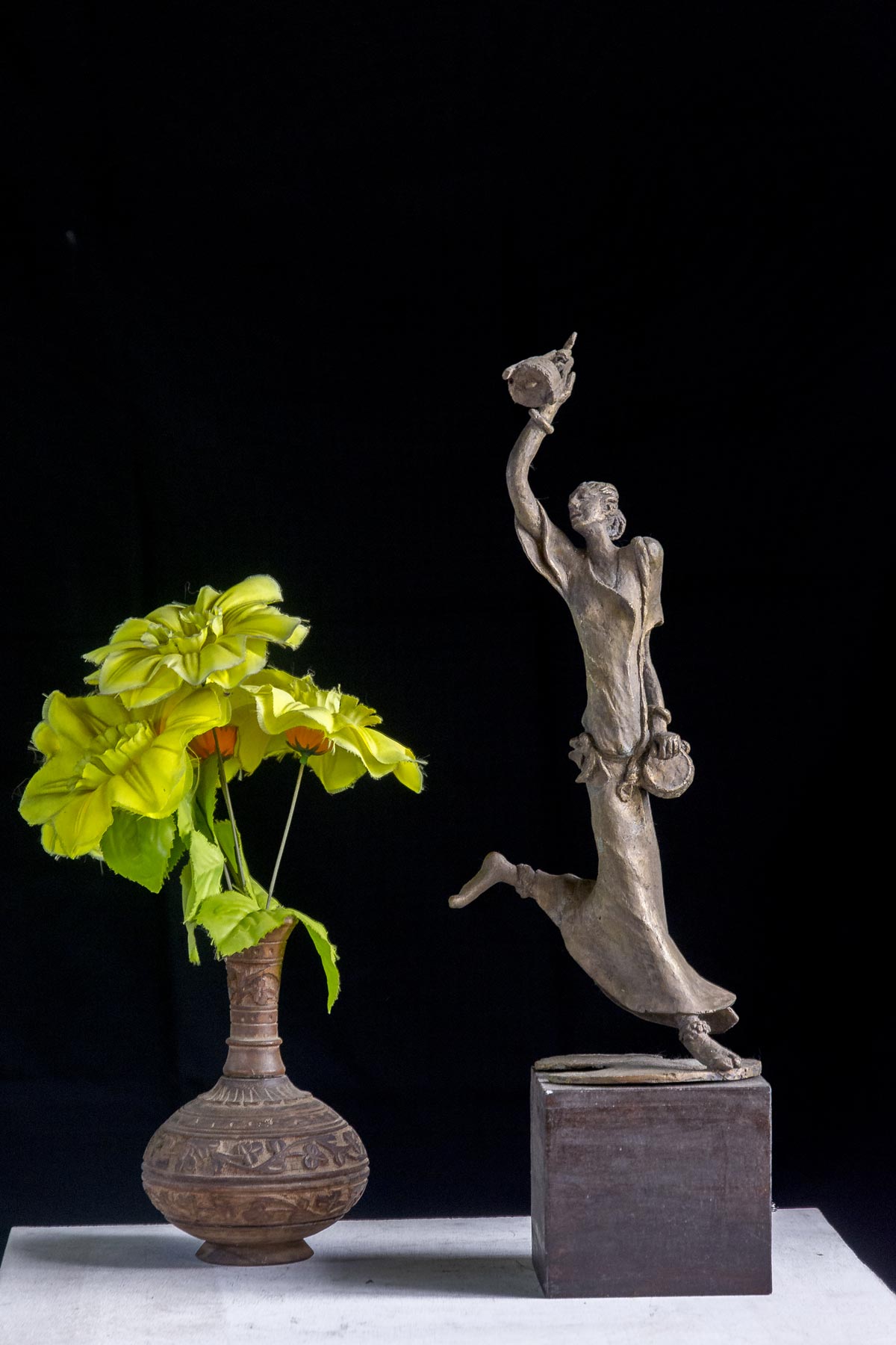 Figurative Sculpture with Bronze"Boula-3" art by Prabir Roy