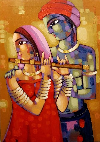 Radha-Krishna-Painting-Sekhar-Roy-IndiGalleria-IG1304