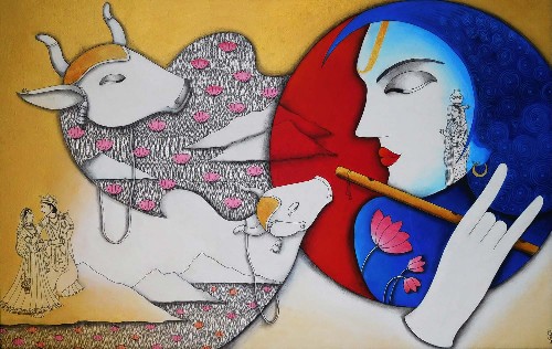 Magic-Flute-3-Chandrakant-Tajbije-Acrylic-Painting-IndiGalleria-IG1601