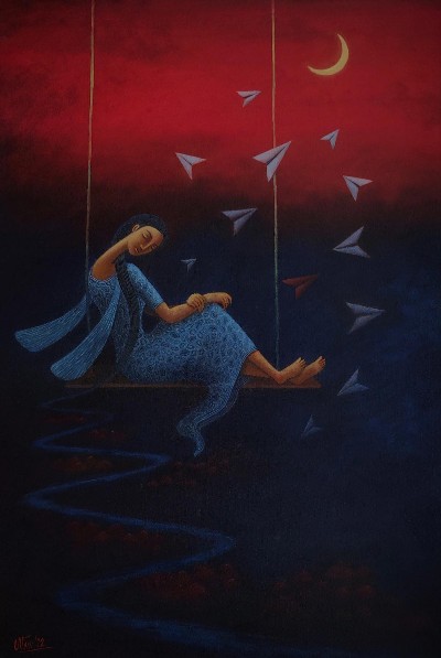 Flying-DREAMS-Acrylic-Painting-Uttam-Bhattacharya-IndiGalleria-IG1000