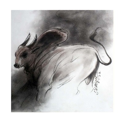 Bull-8-Charcoal-Drawing-S-V-Hugar-IndiGalleria-2010