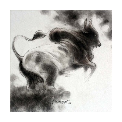 Bull-7-Charcoal-Drawing-S-V-Hugar-IndiGalleria-2011