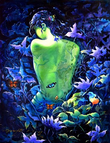 Moonlight-Leaves-Oil-Painting-Gautam-Partho-Roy-IndiGalleria-IG646