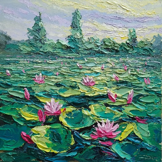 Lotus-Knife-Acrylic-Painting-Ganesh-Mhatre-IndiGalleria-IG1258