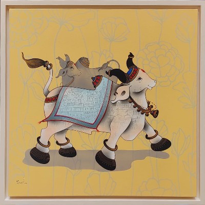 Nandi-Painting-Acrylic-Paras-Parmar-IndiGalleria-IG1860